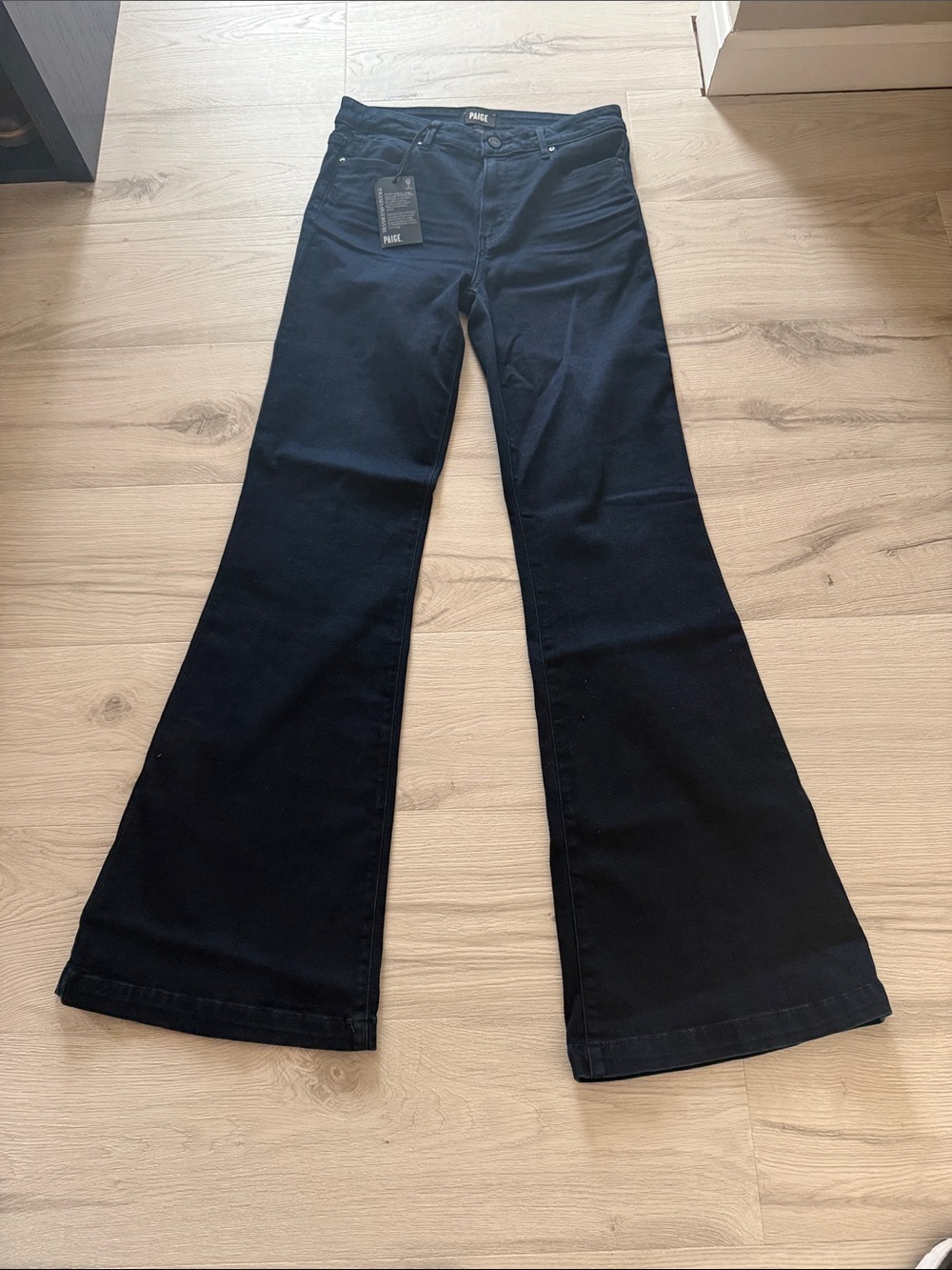 PAIGE Black Flare Wide-Leg Jeans